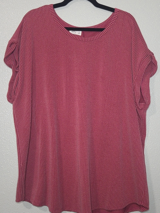 24/7 Maurices Tops - Maurices Coral Round Neck Pullover Ribbed Knit Short Sleeve T-Shirt Plus Size 3X